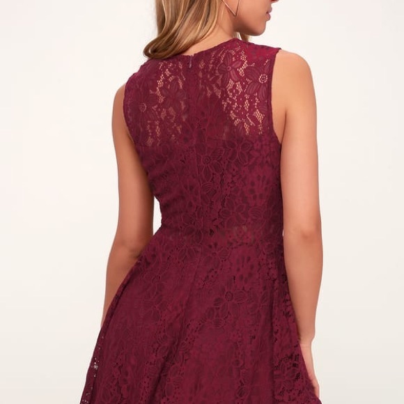 EVERLEIGH WINE RED LACE SKATER DRESS SIZE M NWT - Picture 2 of 5